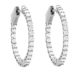 14kt white gold diamond in-out round hoop earrings with 1.00 cts tw