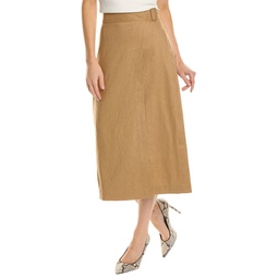 buckle linen-blend skirt