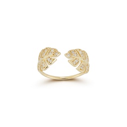 14k gold & diamond leaf ring