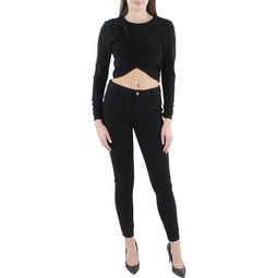 alexa womens ruched cut-out cropped