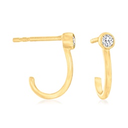 canaria bezel-set diamond j-hoop earrings in 10kt yellow gold
