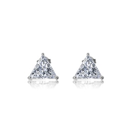 sterling silver cubic zirconia triangle stud earrings