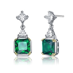 sterling silver emerald cubic zirconia drop earrings