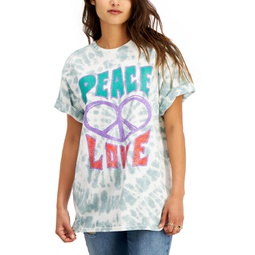 juniors peace love womens cotton tie-dye t-shirt