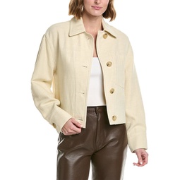 cropped twill linen-blend jacket