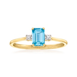 canaria london blue topaz ring with diamond accents in 10kt yellow gold