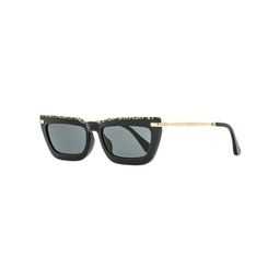 Jimmy Choo Womens Rectangular Sunglasses Vela/G/S FP3IR Black/Gold/Leopard 55mm
