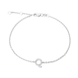 silver diamond q initial bracelet 7+1