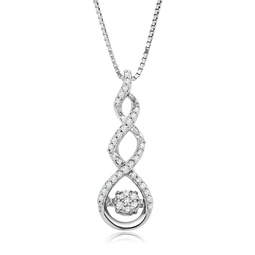 dancing diamond side by side real diamond pendant necklace for women in solid 925 sterling silver (1/10 ct.tw.), 18 chain