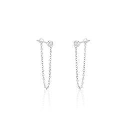 bezel-set diamond chain earrings (1 drop)