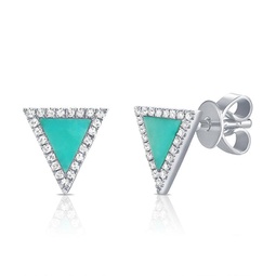 14k gold & diamond turquoise stud earrings