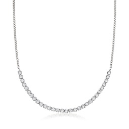 by ross-simons diamond half-tennis necklace in sterling silver