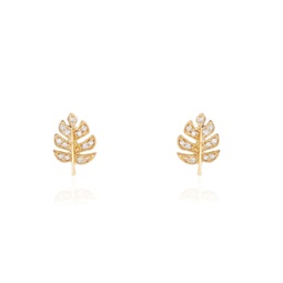 diamond leaf stud earrings