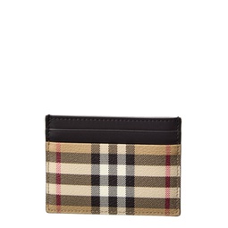 vintage check e-canvas & leather card holder