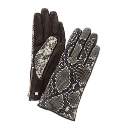 cashmere-lined snake-embossed leather gloves