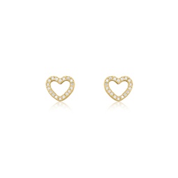 diamond cut out heart stud earrings