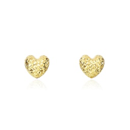 puffy diamond cut heart stud earrings