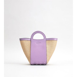 gommini shopping bag mini in leather and matting