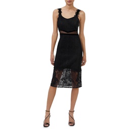 womens lace inset midi cocktail and party dress