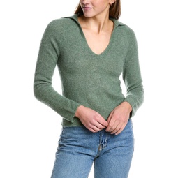 brushed v-neck polo alpaca & wool-blend sweater