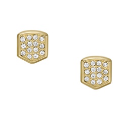 womens heritage crest gold-tone stainless steel stud earrings