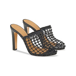 caged womens leather slip on heels
