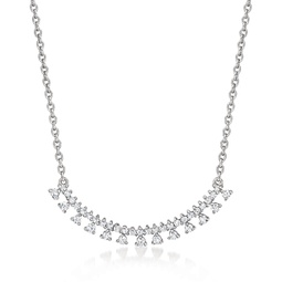 diamond multi-drop curved bar necklace in sterling silver