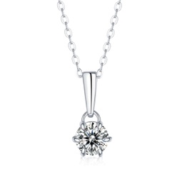 sterling silver with 2ct lab created moissanite round solitaire classic drop pendant necklace