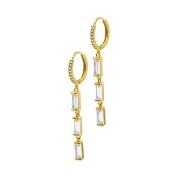 huggie hoop rectangle crystal earrings gold