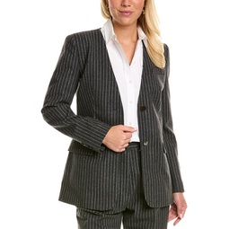 pinstripe wool-blend blazer