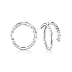 by ross-simons diamond spiral hoop earrings in sterling silver