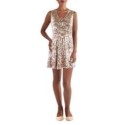 petites womens sequined sleeveless cocktail and party dress