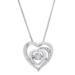 dancing diamond heartbeats heart pendant necklace in 925 sterling silver (1/8 ct.tw.), 18