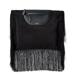 olympia fringe canvas & leather clutch