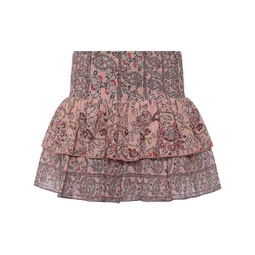 womens metallic tiered mini skirt