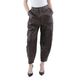 womens lamb leather tapered ankle pants