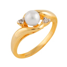 .04ct diamond 14k gold ring with a white 7-8mm freshwater pearl