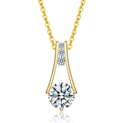 sterling silver 14k yellow gold plated with 1.50ctw lab created moissanite trapeze necklace