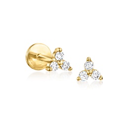 by ross-simons diamond-accented 3-stone flat-back stud earrings in 14kt yellow gold