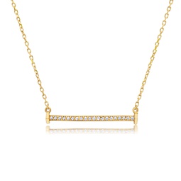 14k yellow gold diamond flat bar necklace with triangle end caps