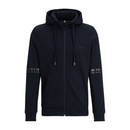 cotton-piqu zip-up hoodie with logo detail