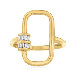 tapered baguette diamond oval carabiner-link ring in 18kt gold over sterling
