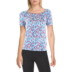 womens printed knit pullover top