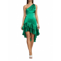colina one-shoulder dress in jade