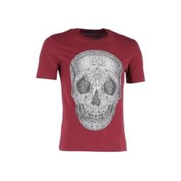 skull print t-shirt in burgundy cotton