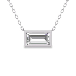 lab grown 1/4 ctw baguette bezel set diamond solitaire pendant in 14k white gold