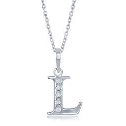 sterling silver 0.03cttw diamond h initial pendant w/chain