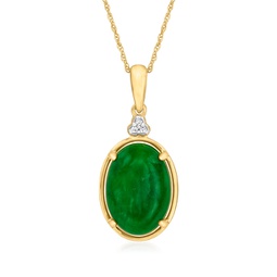 canaria jade pendant necklace with diamond accents in 10kt yellow gold