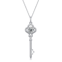 sterling silver with 1ctw lab created moissanite vintage skeleton key pendant necklace