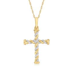 canaria diamond-accented twisted cross pendant necklace in 10kt yellow gold